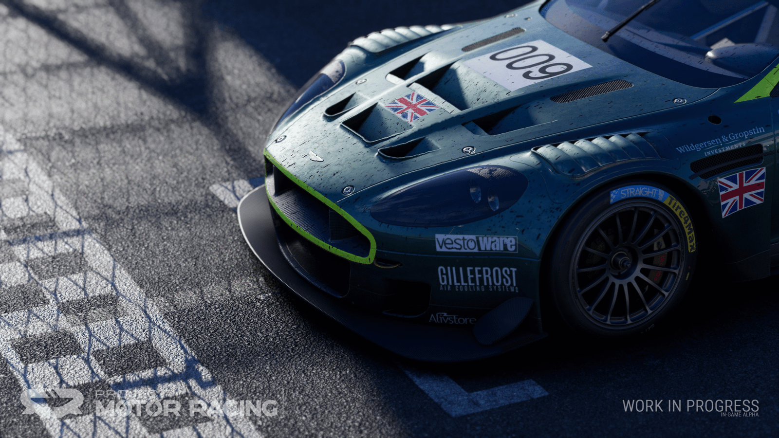 The Aston Martin DBR9 GT3 from the Project motor racing game