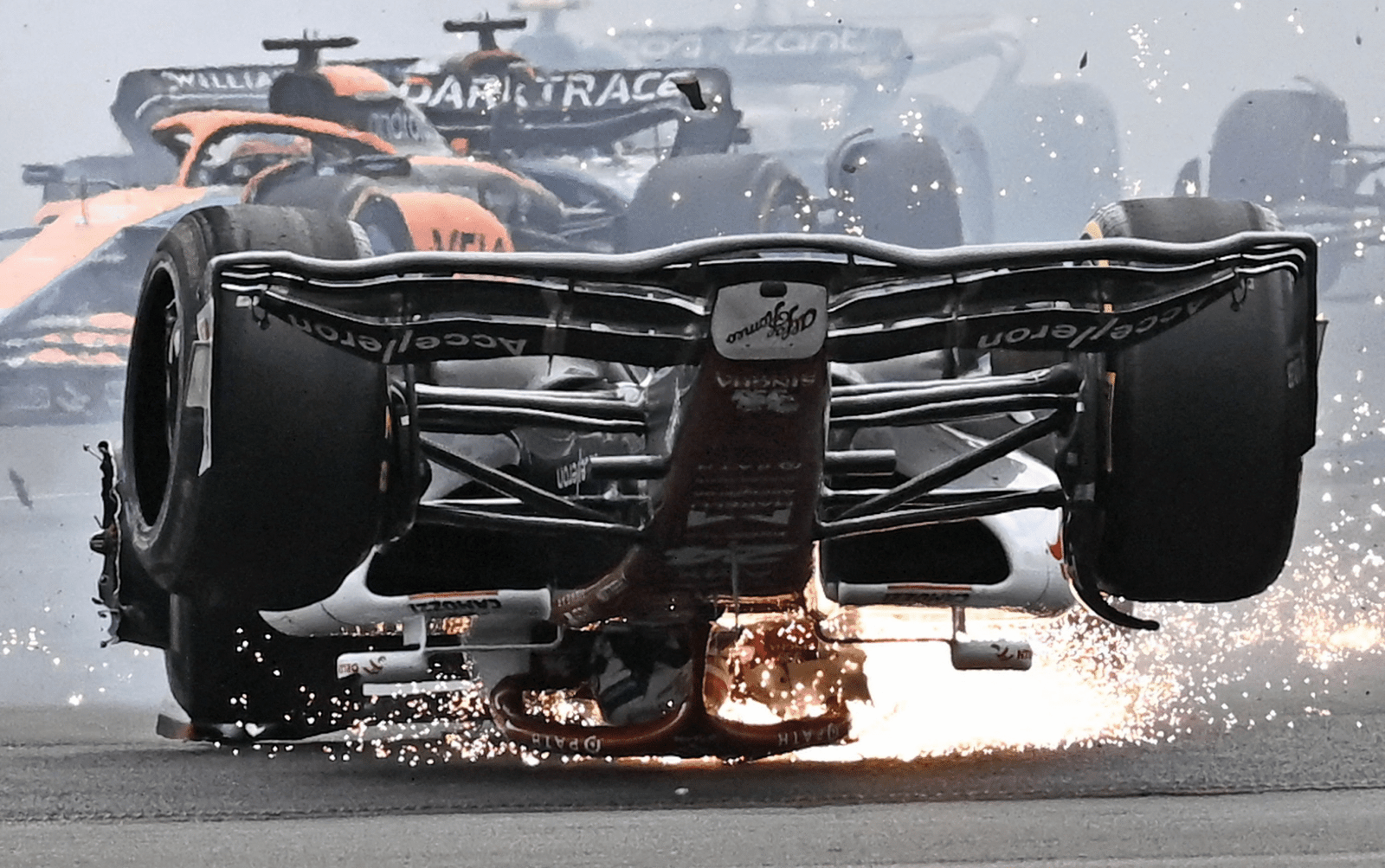 Zhou in Silverstone 2022 crash in Alfa Sauber F1 protected from the Halo